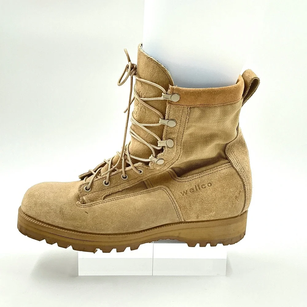 Wellco Mens Size 10.5 R Combat Boots Tan Suede USMC Military Tactical
